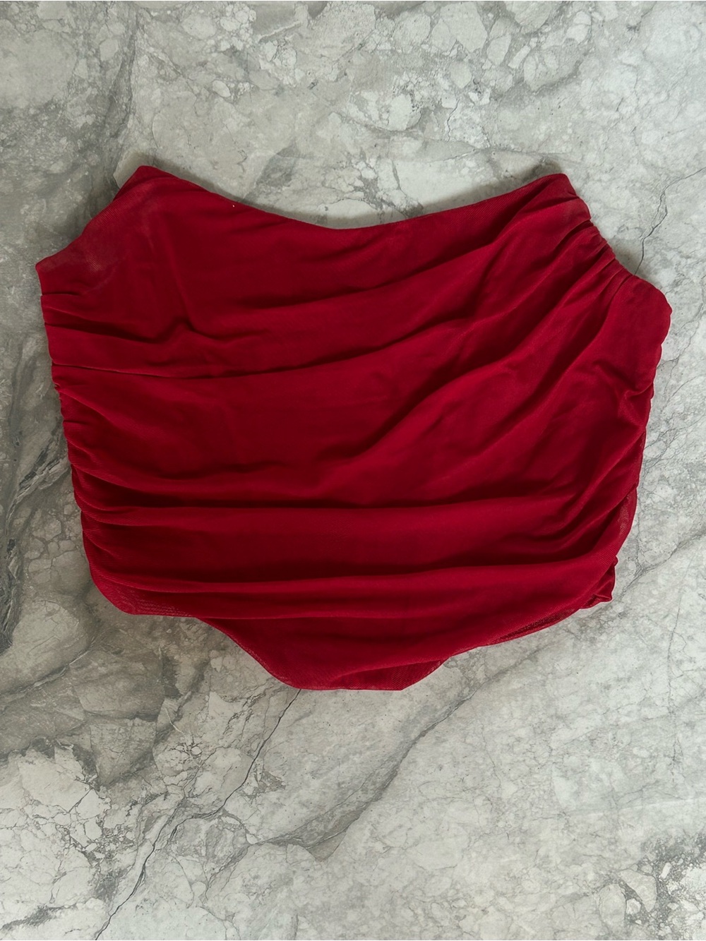 Red Ruched Women’s Crop Top with Boning - Classic Stylish Look